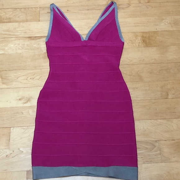 Herve Leger Hot Pink and Gray Bandage Dress Size Small - Picture 13 of 16
